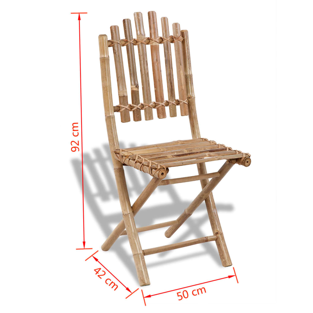 Folding Garden Chairs 2 Pcs Bamboo