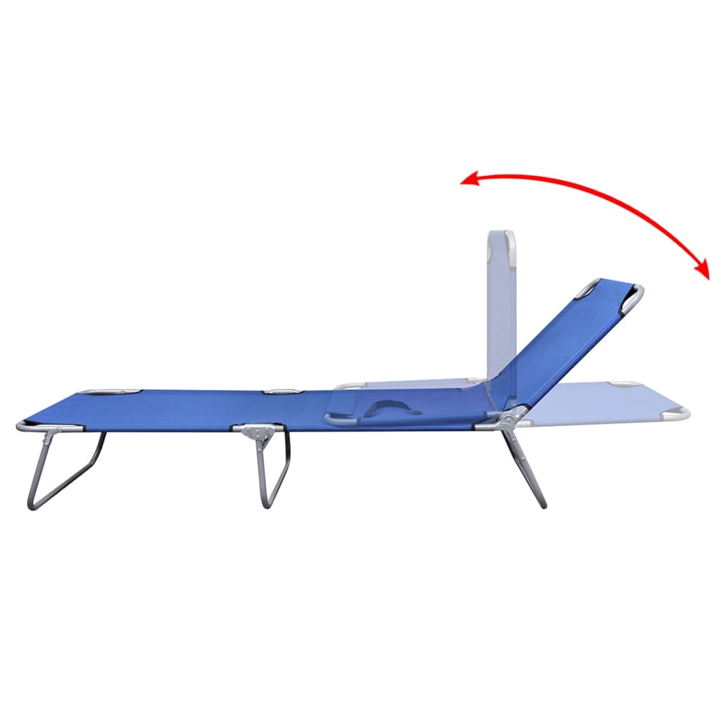 Folding Sun Lounger Powder-Coated Steel Blue