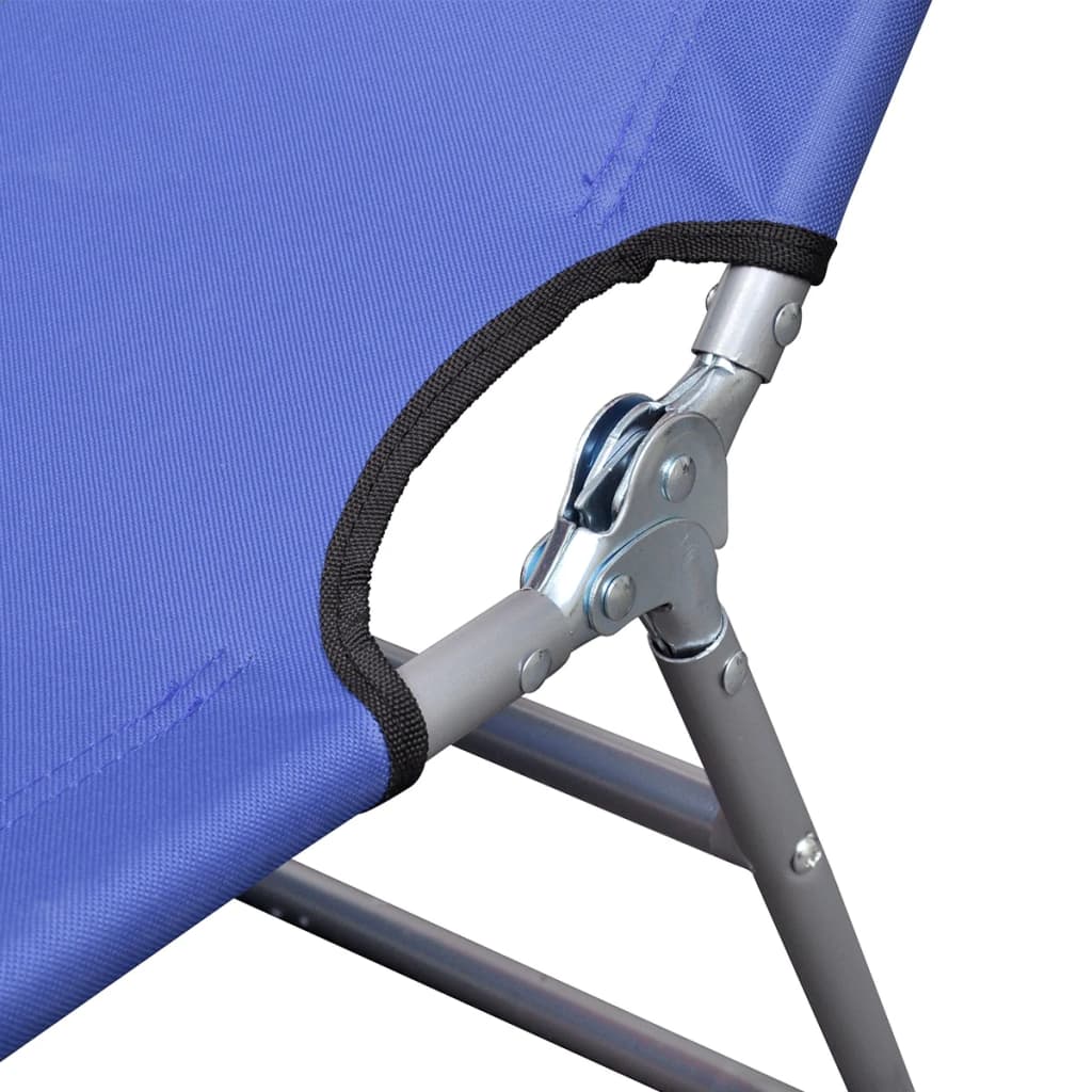 Folding Sun Lounger Powder-Coated Steel Blue