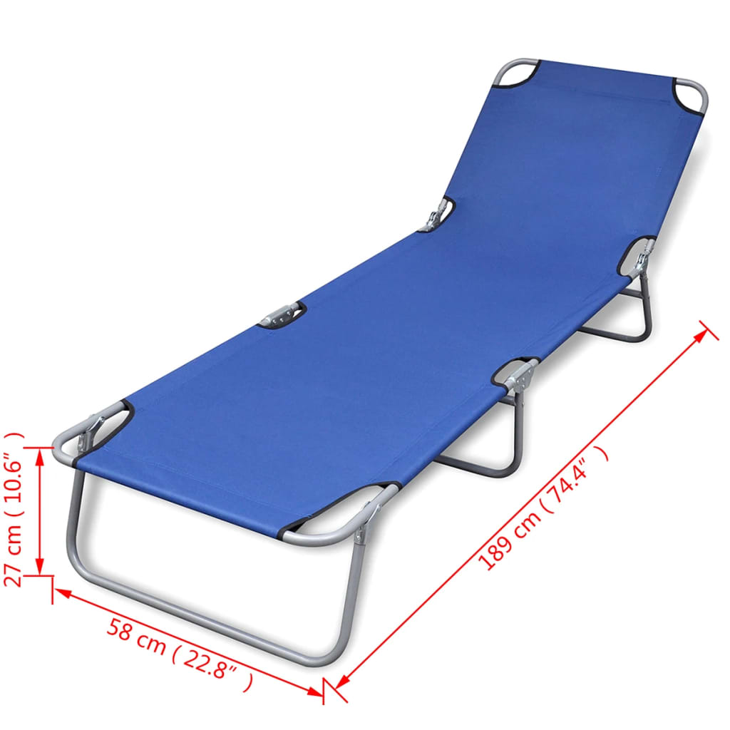 Folding Sun Lounger Powder-Coated Steel Blue