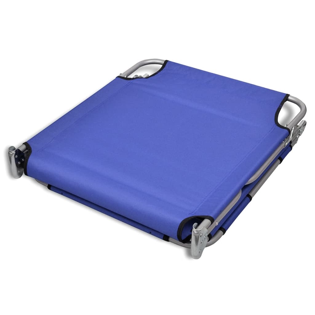 Folding Sun Lounger With Head Cushion Powder-Coated Steel Blue