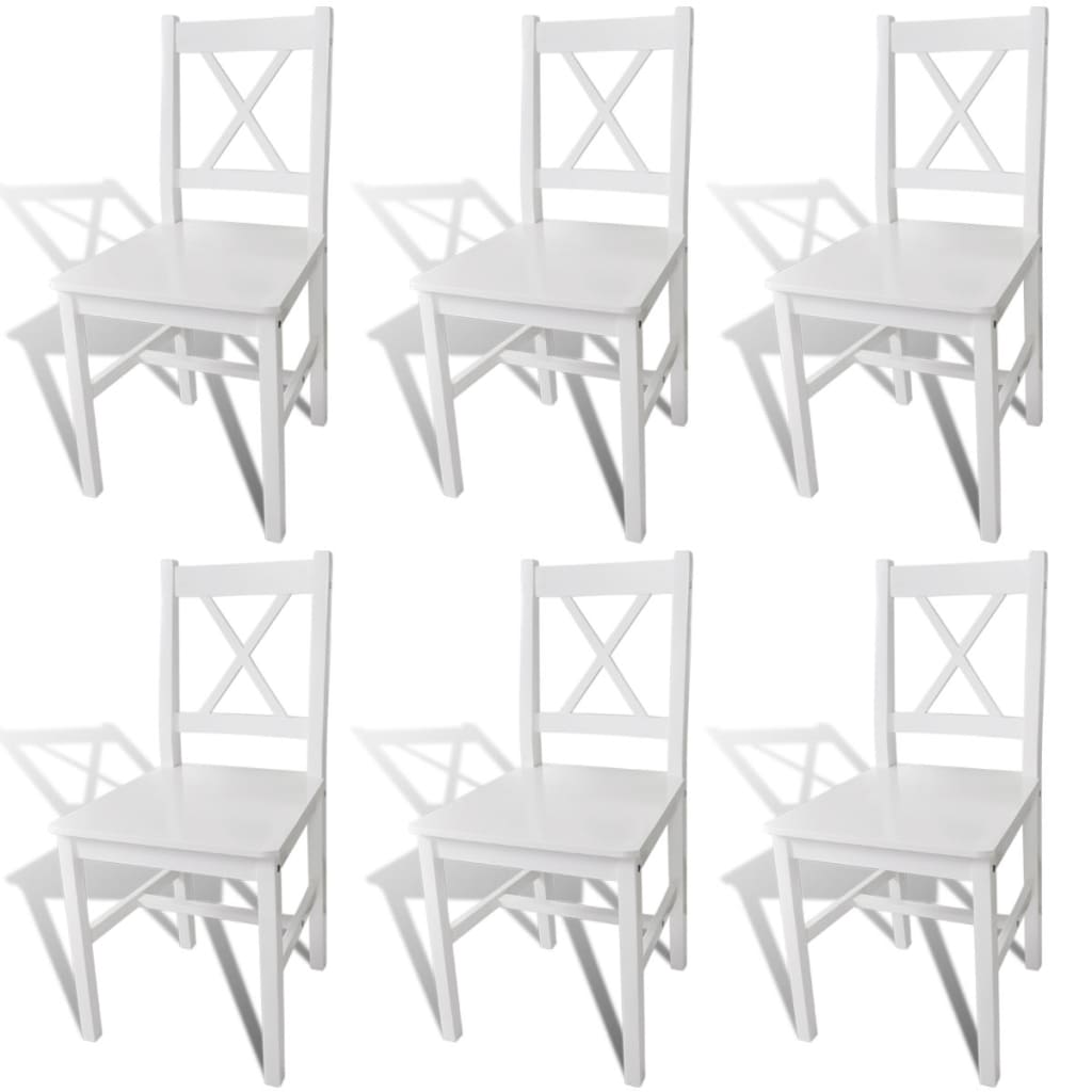 Dining Chairs 6 Pcs White Pinewood