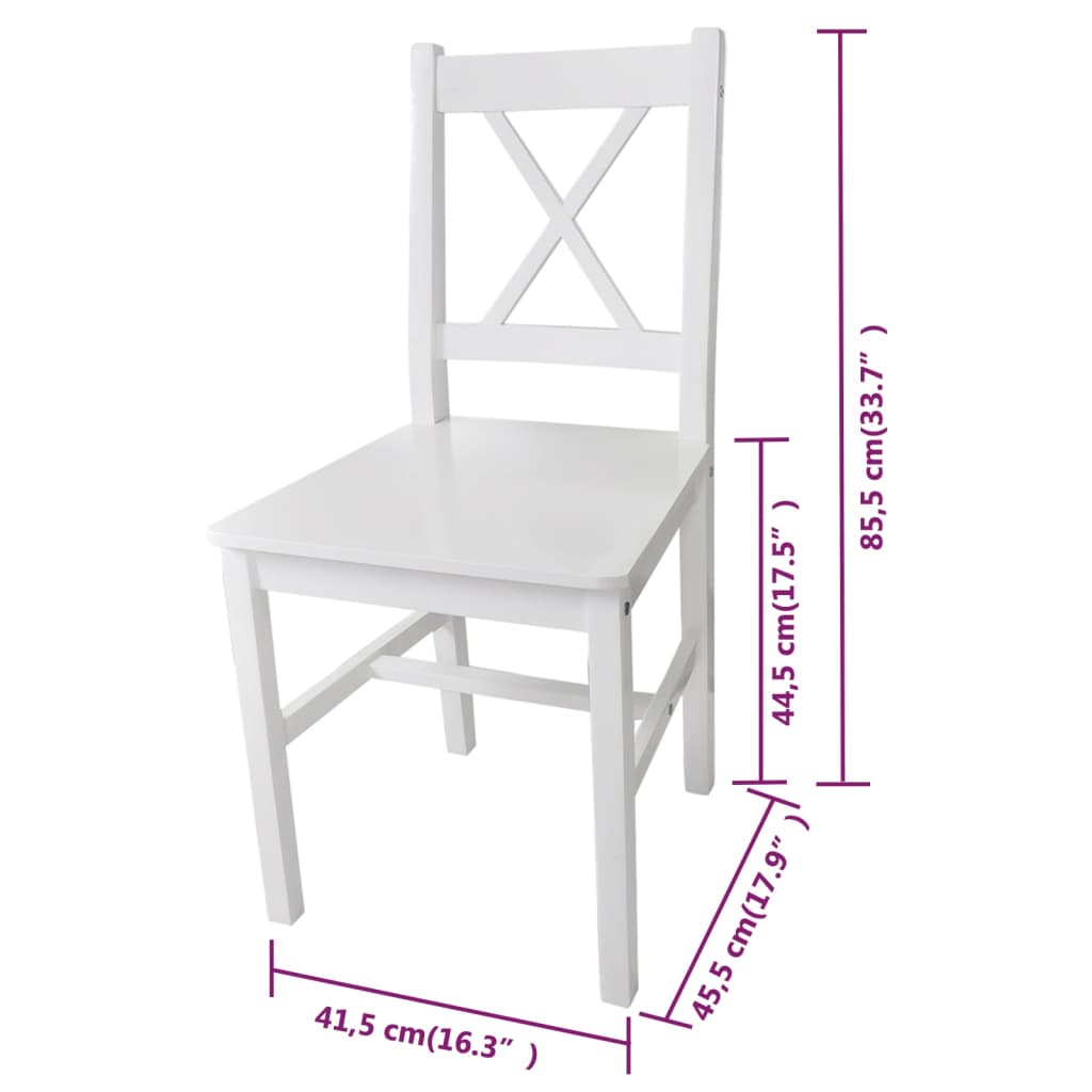 Dining Chairs 6 Pcs White Pinewood