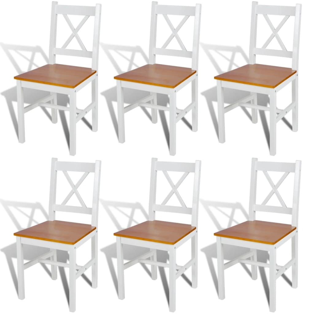 Dining Chairs 6 Pcs White Pinewood