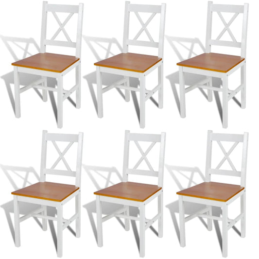 Dining Chairs 6 Pcs White Pinewood