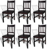 Dining Chairs 6 Pcs Dark Brown Pinewood