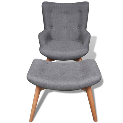 Armchair With Footstool Grey Fabric