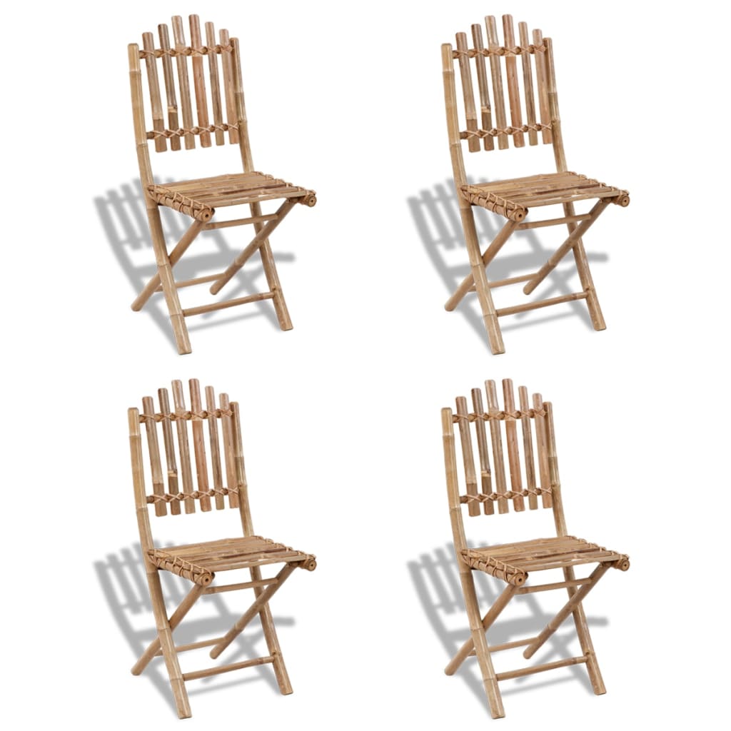 Foldable Outdoor Chairs Bamboo 4 Pcs