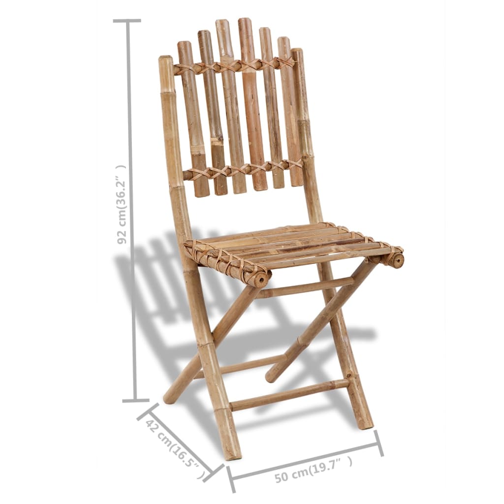 Foldable Outdoor Chairs Bamboo 4 Pcs