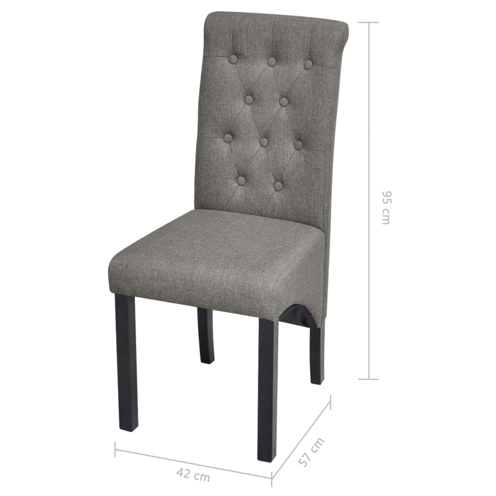 2 Dining Chairs Fabric Upholstery Dark Grey High Back