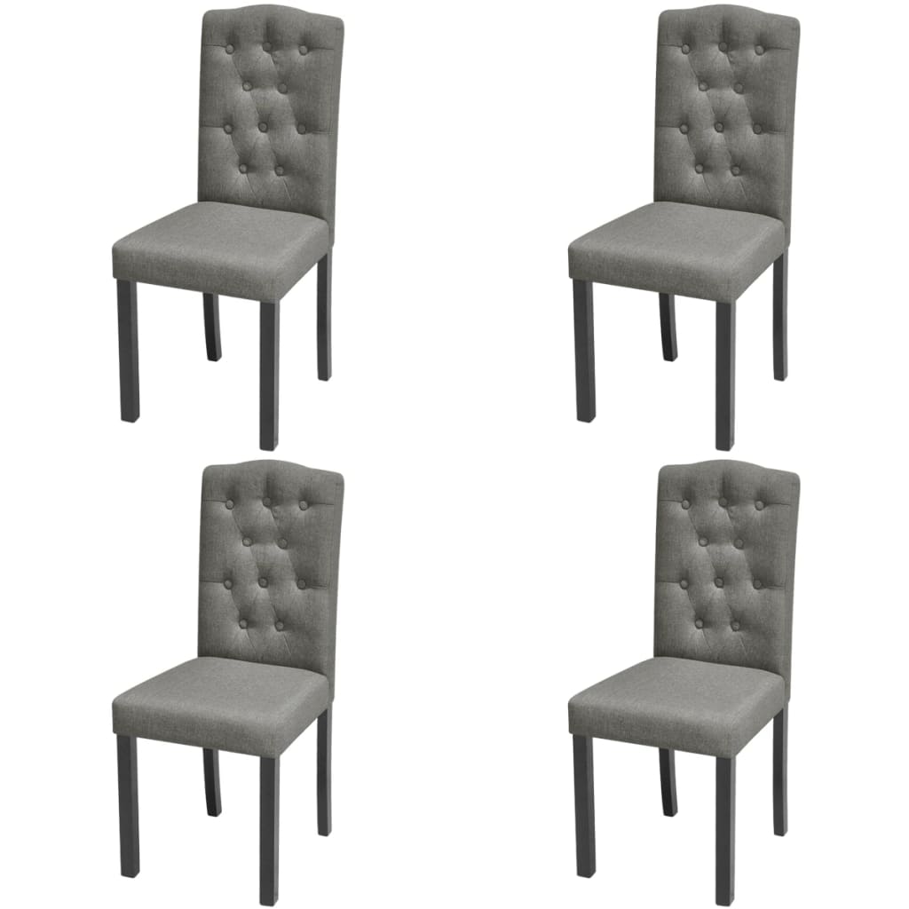 4 Dining Chairs Fabric Upholstery Dark Grey