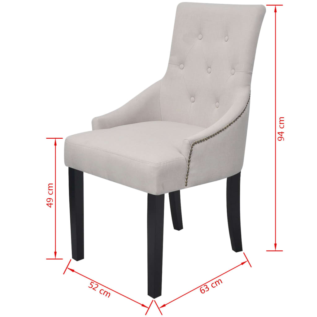 Dining Chairs 2 Pcs Cream Grey Fabric