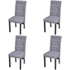 4 Dining Chairs Fabric Upholstery Dark Grey High