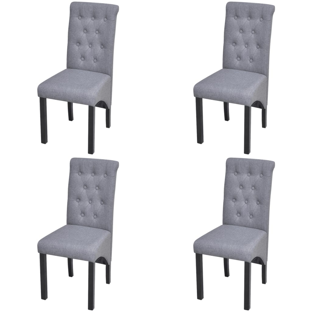 4 Dining Chairs Fabric Upholstery Dark Grey High