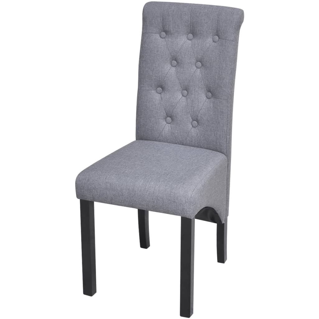 4 Dining Chairs Fabric Upholstery Dark Grey High