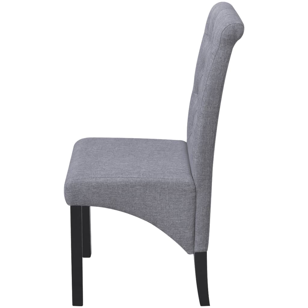 4 Dining Chairs Fabric Upholstery Dark Grey High