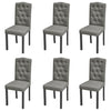 6 Dining Chairs Fabric Upholstery Dark Grey