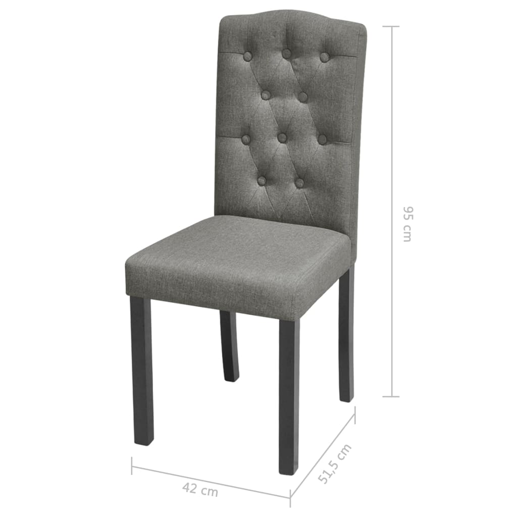 6 Dining Chairs Fabric Upholstery Dark Grey