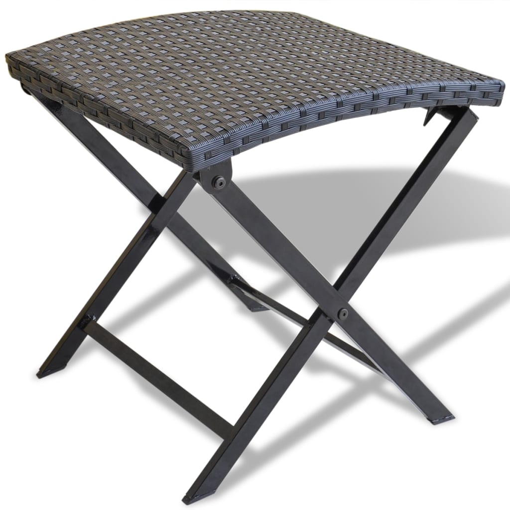 Folding Stool Poly Rattan Black