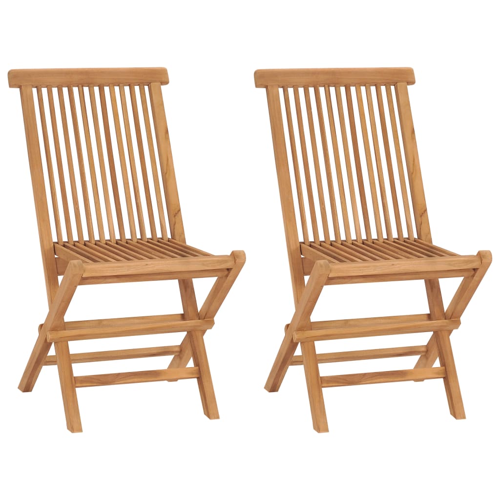 Folding Garden Chairs 2 Pcs Solid Teak Wood