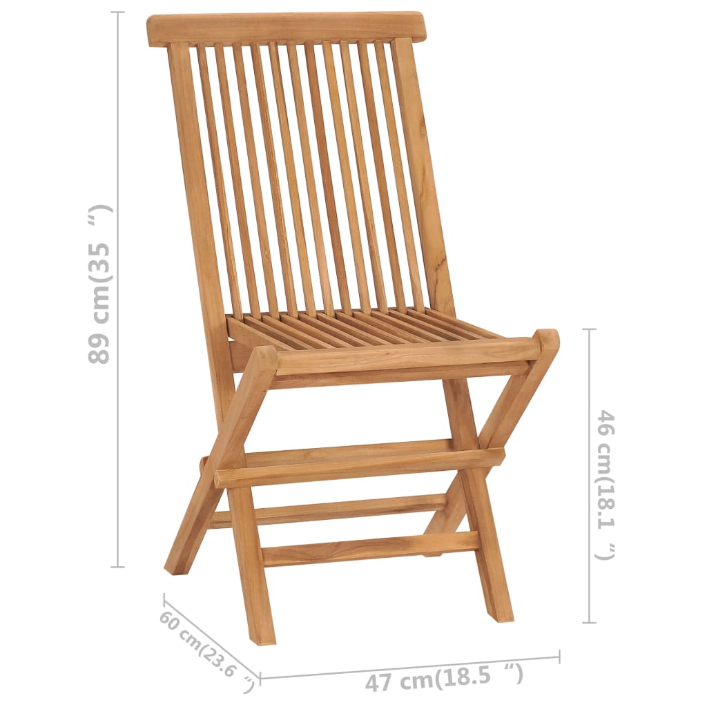 Folding Garden Chairs 2 Pcs Solid Teak Wood