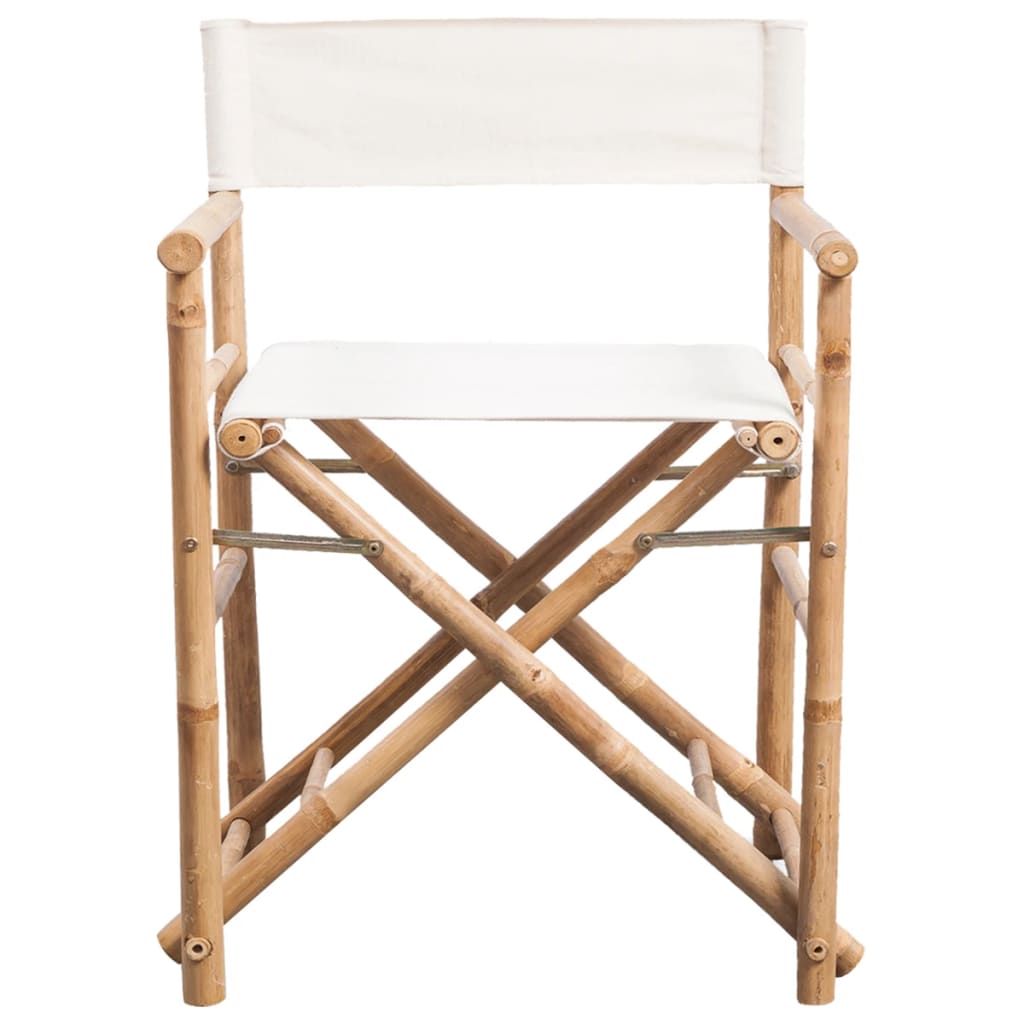 Folding Director's Chair 2 Pcs Bamboo And Canvas