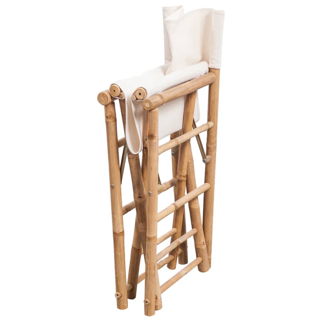 Folding Director's Chair 2 Pcs Bamboo And Canvas