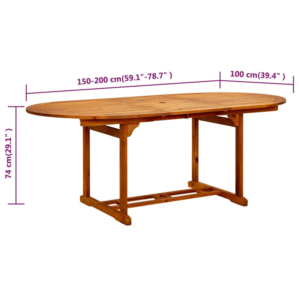 Garden Table 200X100X75 Cm Solid Acacia Wood