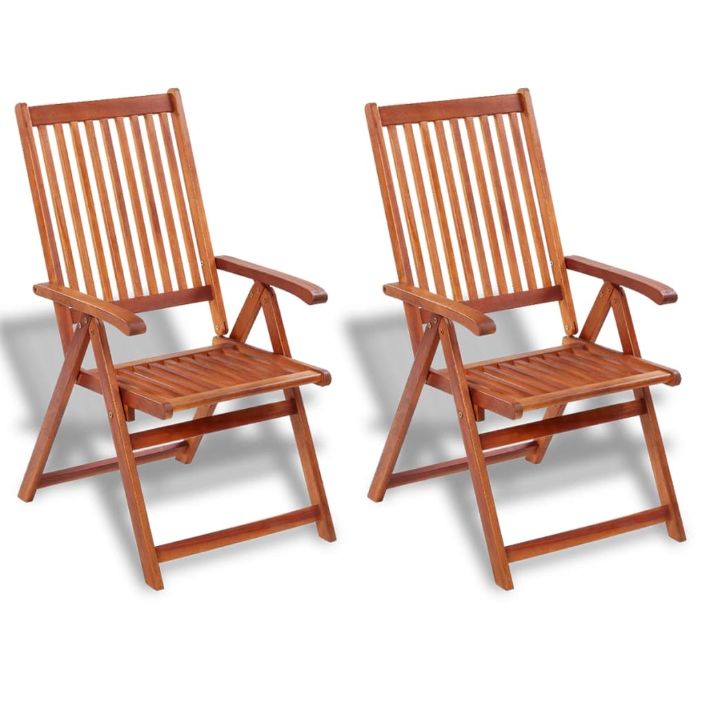 Folding Garden Chairs 2 Pcs Solid Acacia Wood Brown