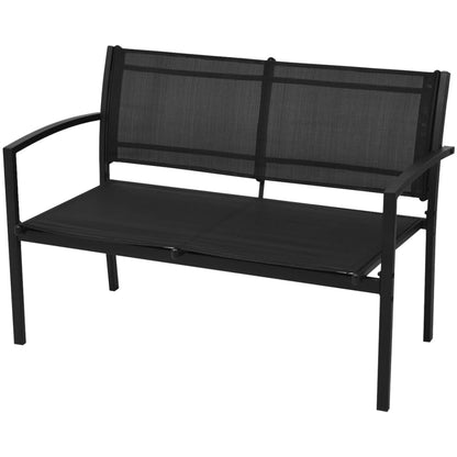 4 Piece Garden Lounge Set Textilene Black