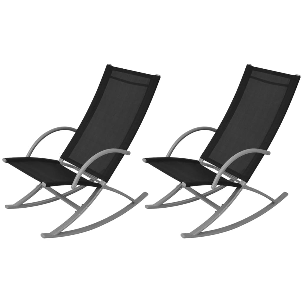 Garden Rocking Chairs 2 Pcs Steel And Textilene Black