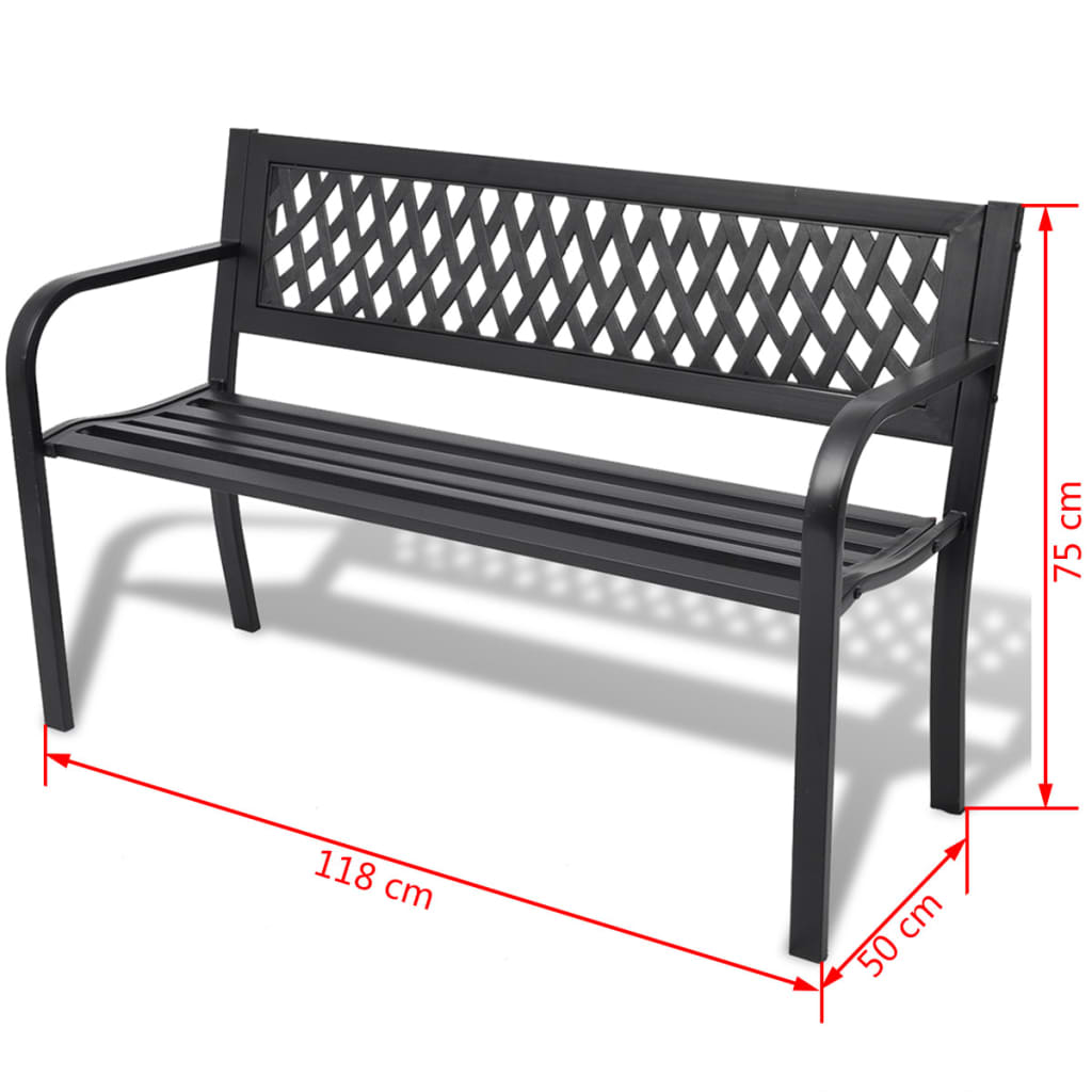 Garden Bench 118 Cm Steel Black