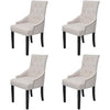 Dining Chairs 4 Pcs Cream Grey Fabric