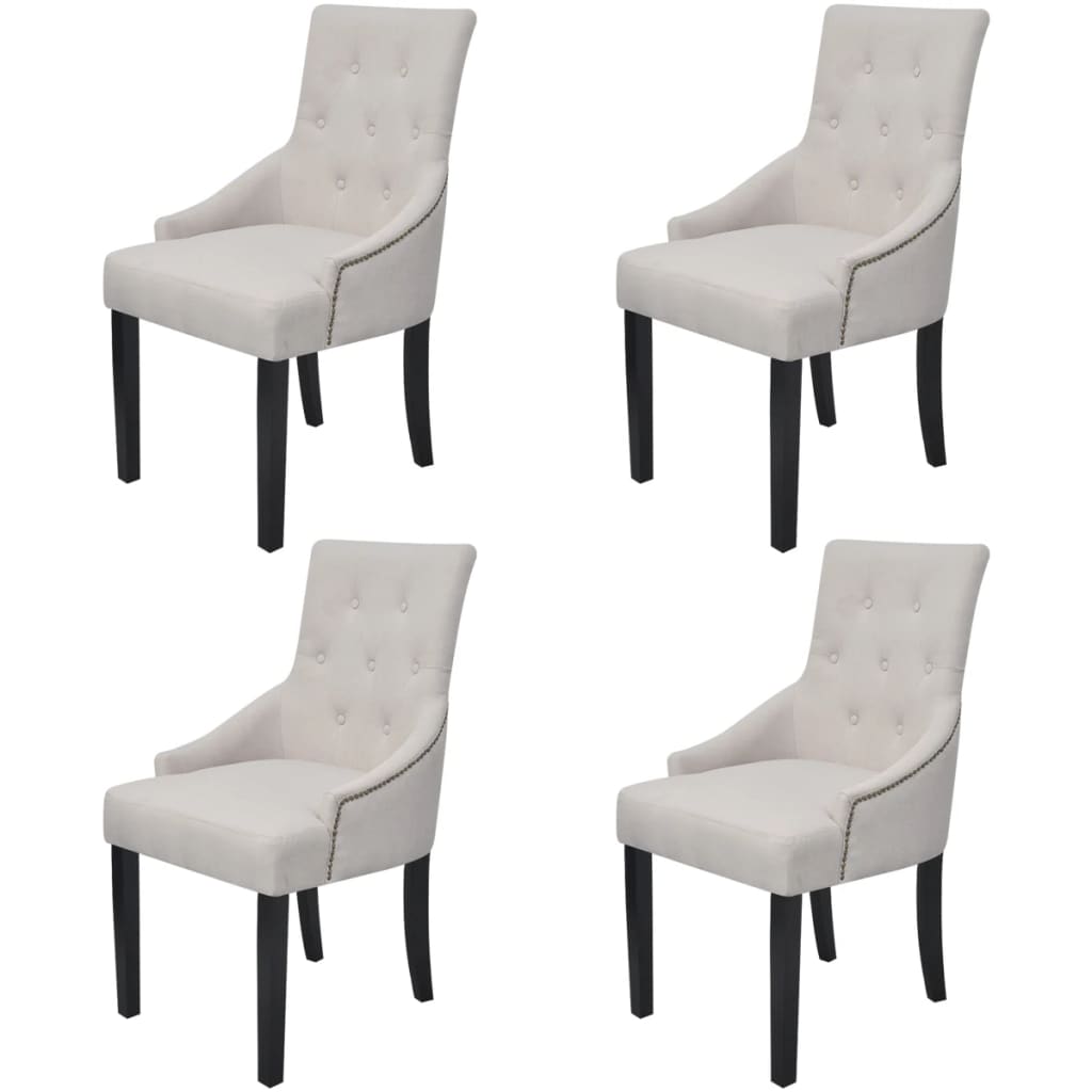 Dining Chairs 4 Pcs Cream Grey Fabric