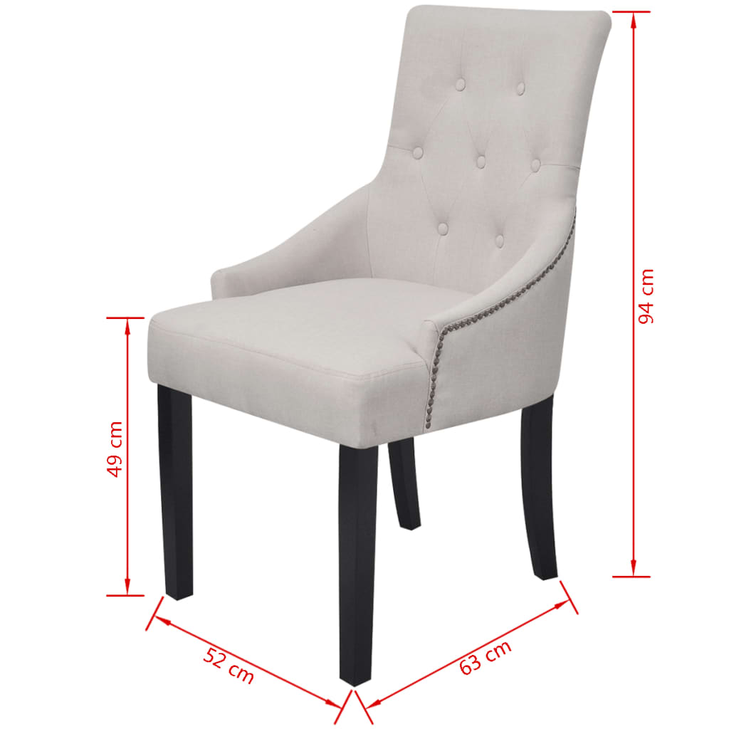 Dining Chairs 4 Pcs Cream Grey Fabric