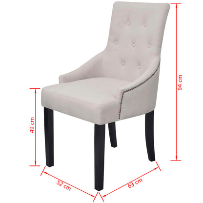 Dining Chairs 4 Pcs Cream Grey Fabric