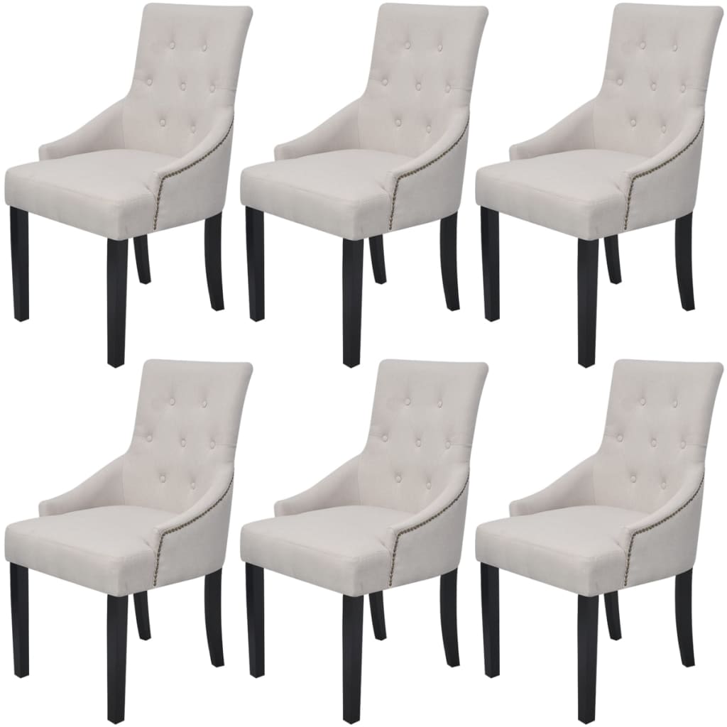 Dining Chairs 6 Pcs Cream Grey Fabric