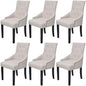 Dining Chairs 6 Pcs Cream Grey Fabric