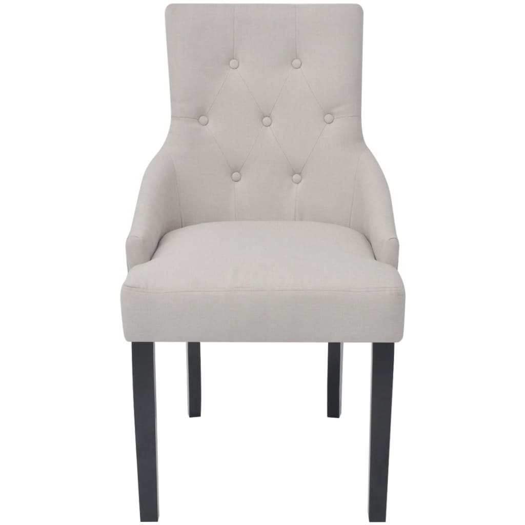 Dining Chairs 6 Pcs Cream Grey Fabric