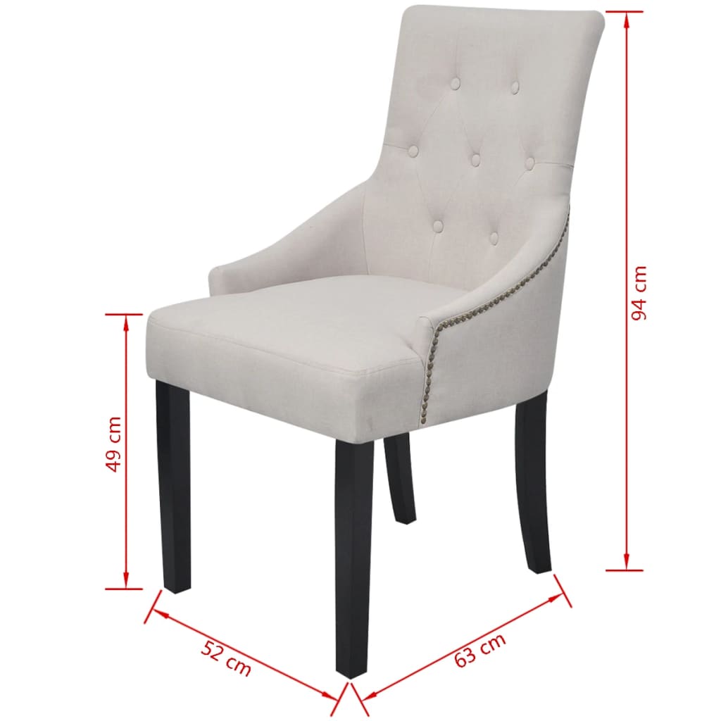 Dining Chairs 6 Pcs Cream Grey Fabric