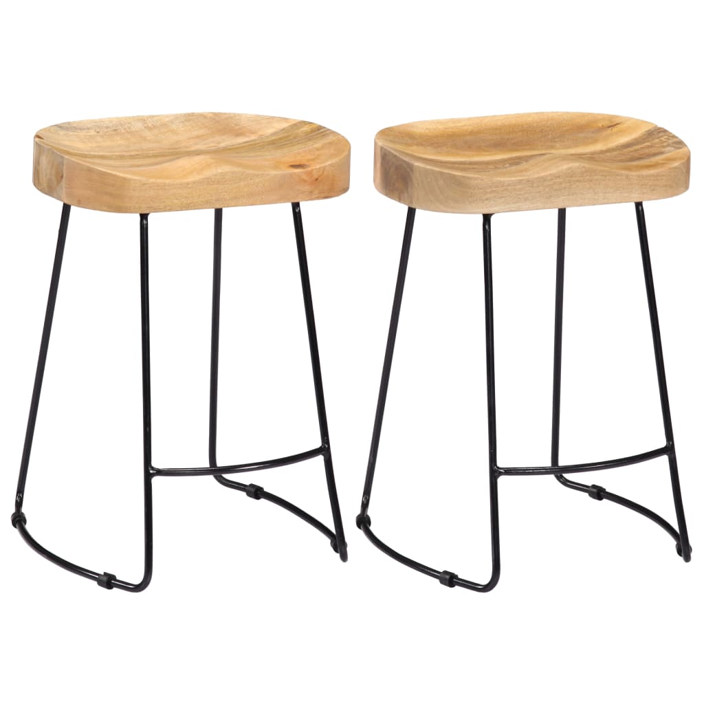 Gavin Bar Stools 2 Pcs Solid Mango Wood