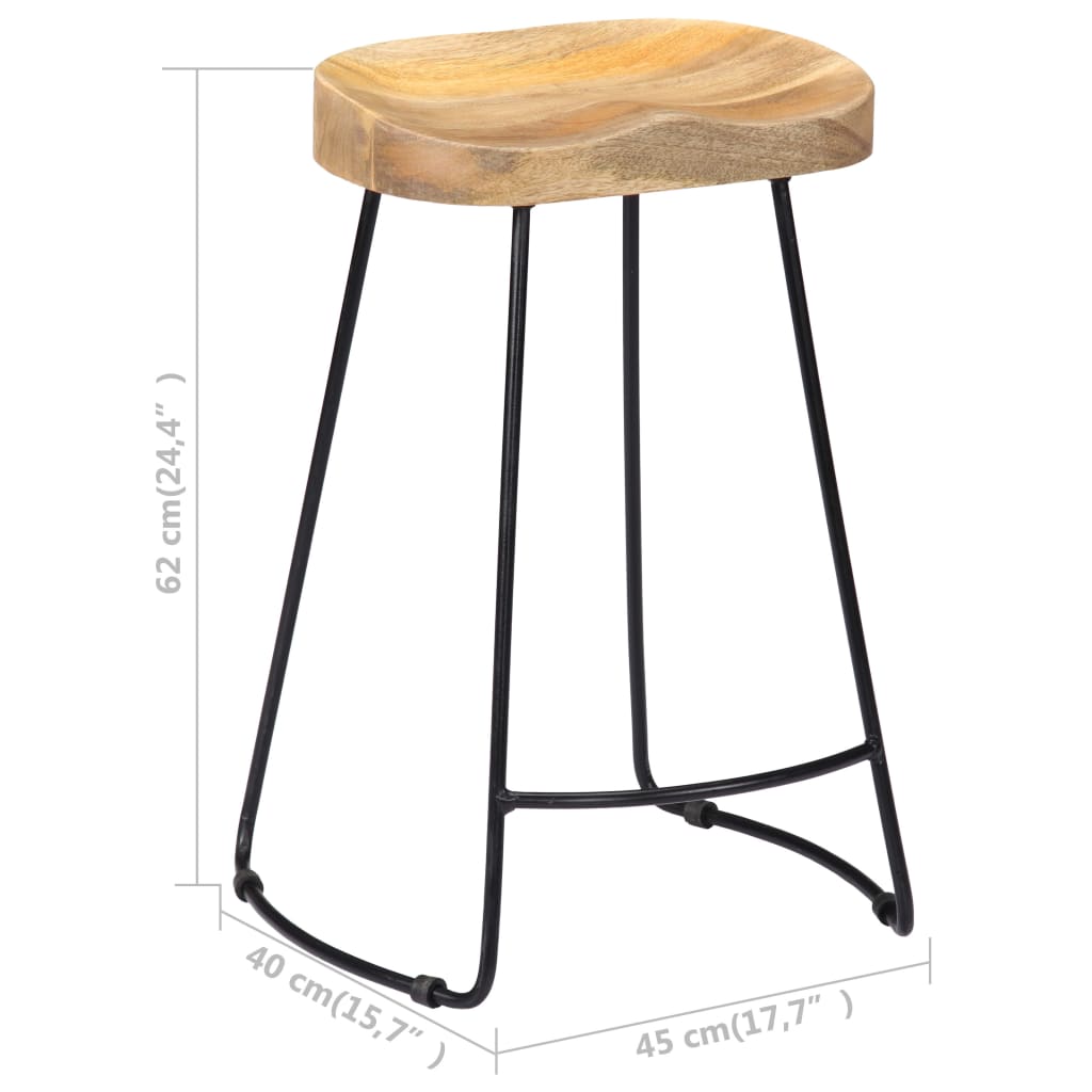 Gavin Bar Stools 2 Pcs Solid Mango Wood