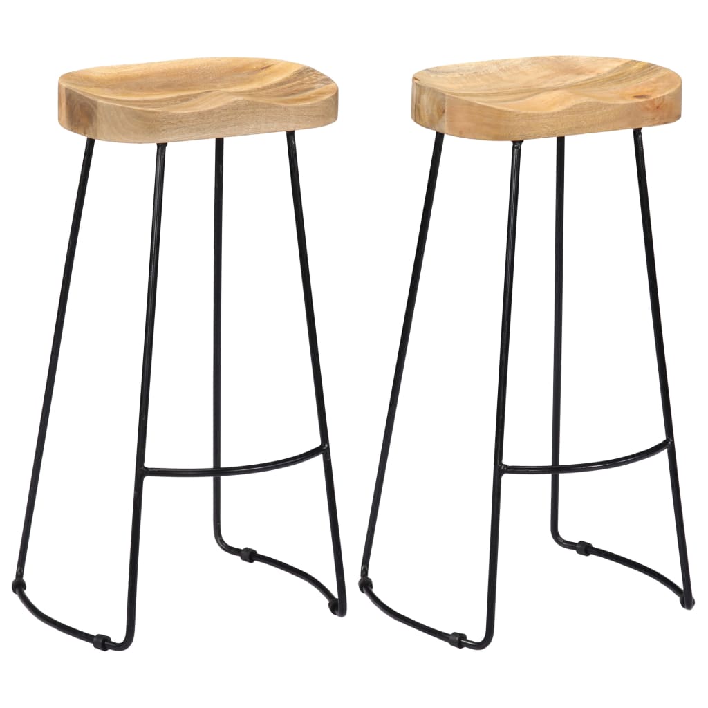 Gavin Bar Stools 2 Pcs Solid Mango Wood