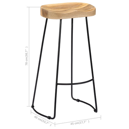 Gavin Bar Stools 2 Pcs Solid Mango Wood