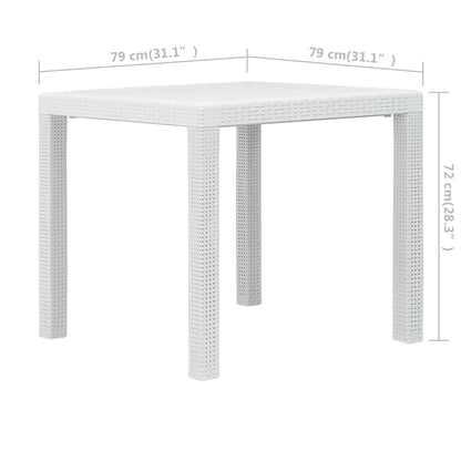 Garden Table White 79X79X72 Cm Plastic Rattan Look