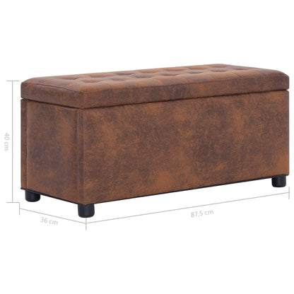 Storage Ottoman 87.5 Cm Brown Faux Suede Leather