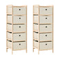 Storage Racks With 5 Fabric Baskets 2 Pcs Beige Cedar Wood