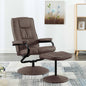 Tv Armchair With Foot Stool Brown Faux Leather
