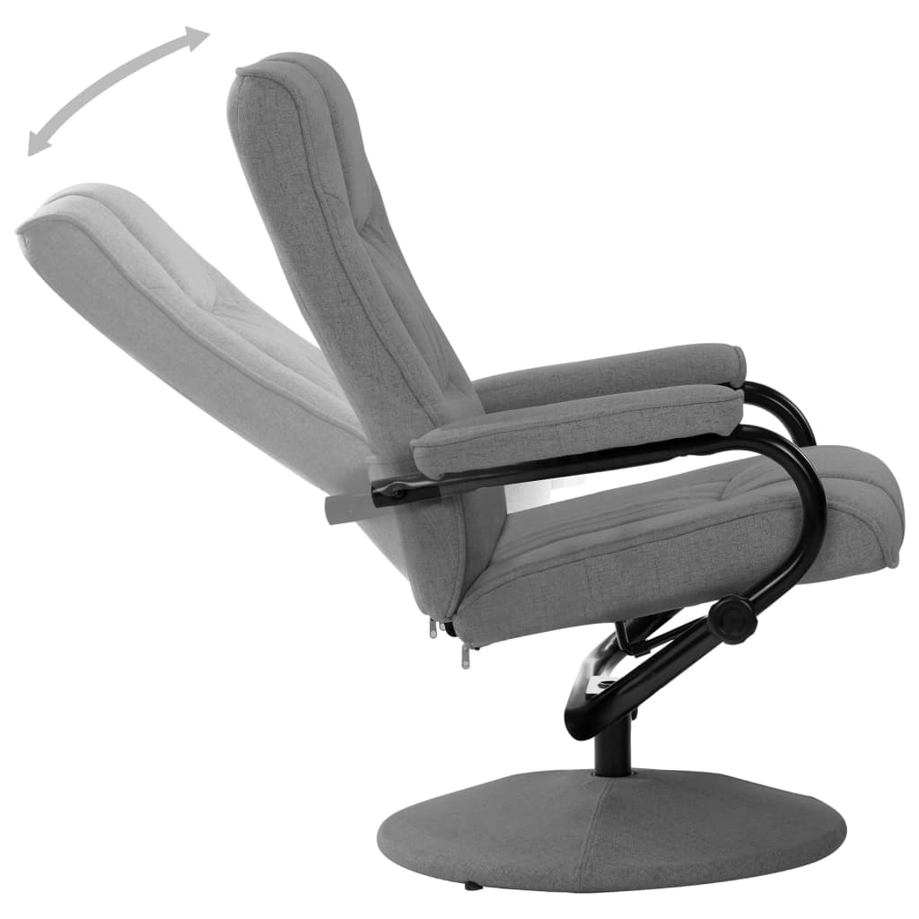 Recliner Chair With Footrest Light Grey Fabric