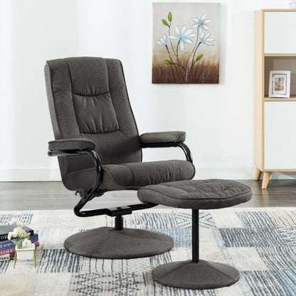 Recliner Chair With Footrest Dark Grey Fabric